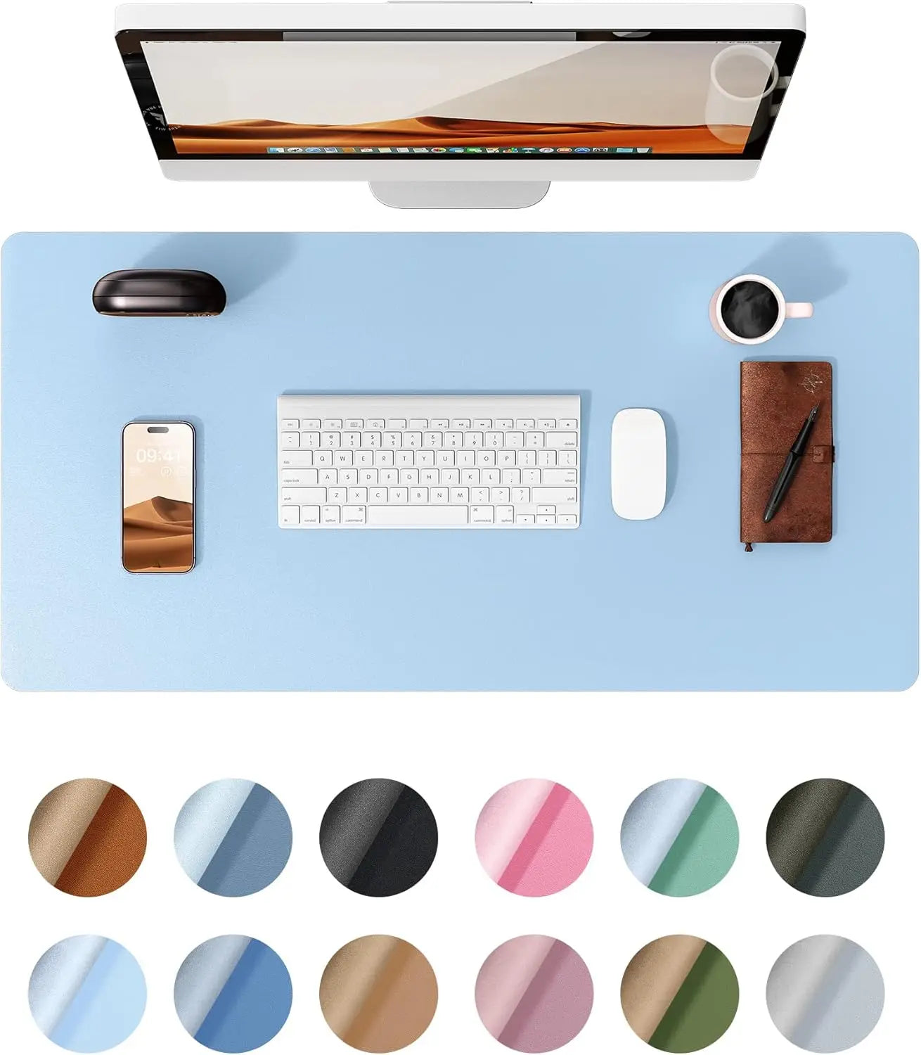 YSAGi Mouse Pad ,Leather Desk Protector, Office Mat, Large Mouse Mat, Non-Slip PU Leather Blotter, Laptop Waterproof Desk Pad