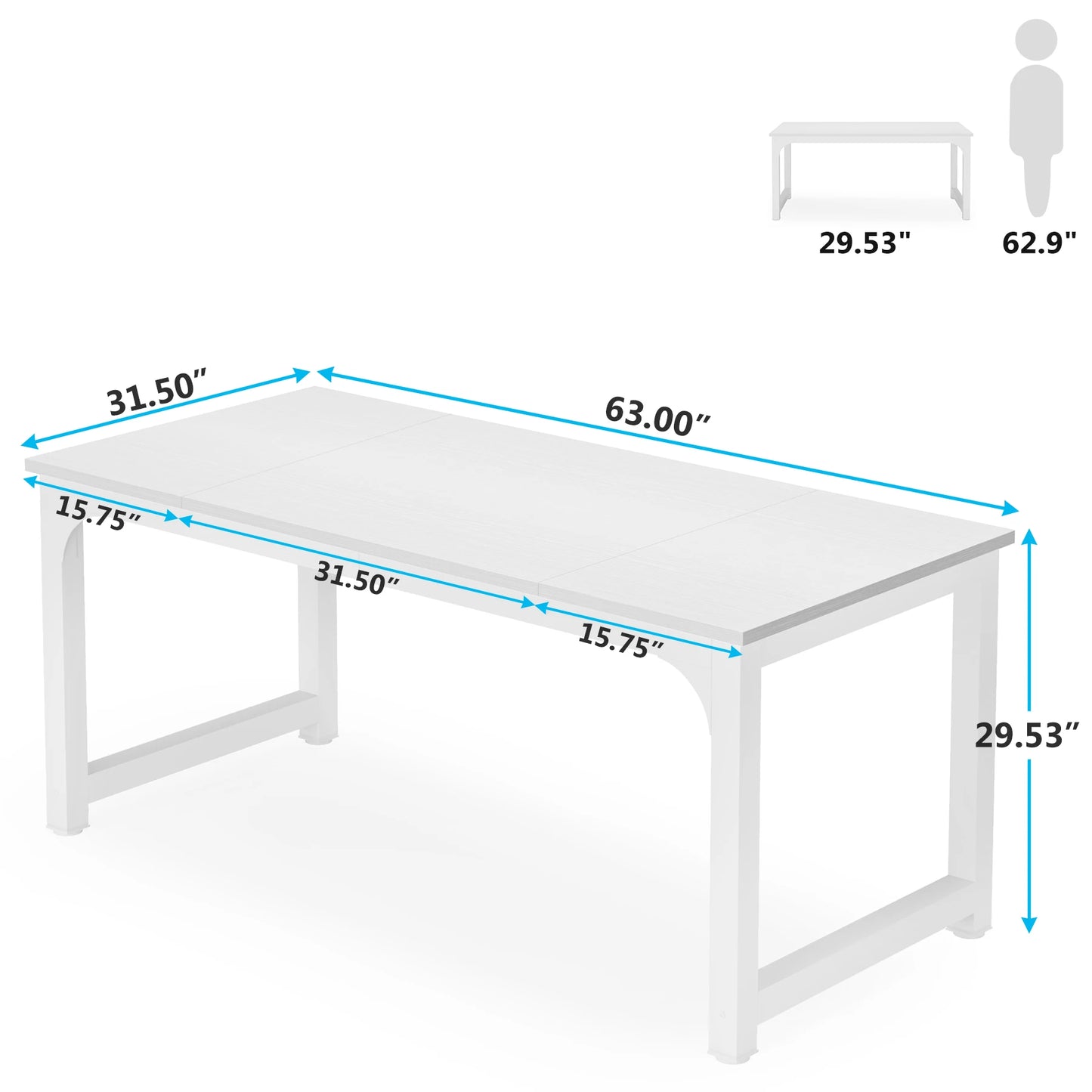 Tribesigns Modern Computer Desk, 63 x 31.5" Large Table For Writing, Workstation