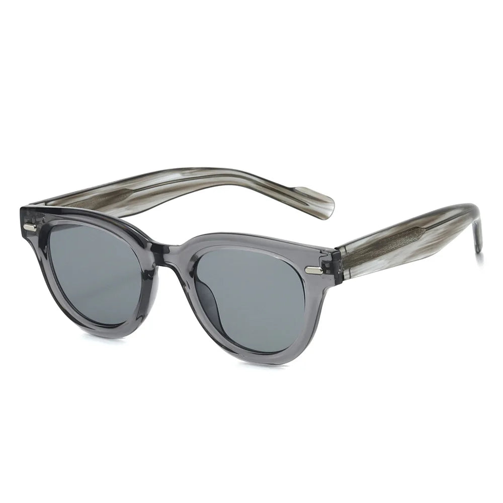 JNPCXI Cat Eye Sunglasses Women Fashion Clear Lens Frame Men Retro Rivet Punk Round Green Leopard Shades UV400 Sun Glasses
