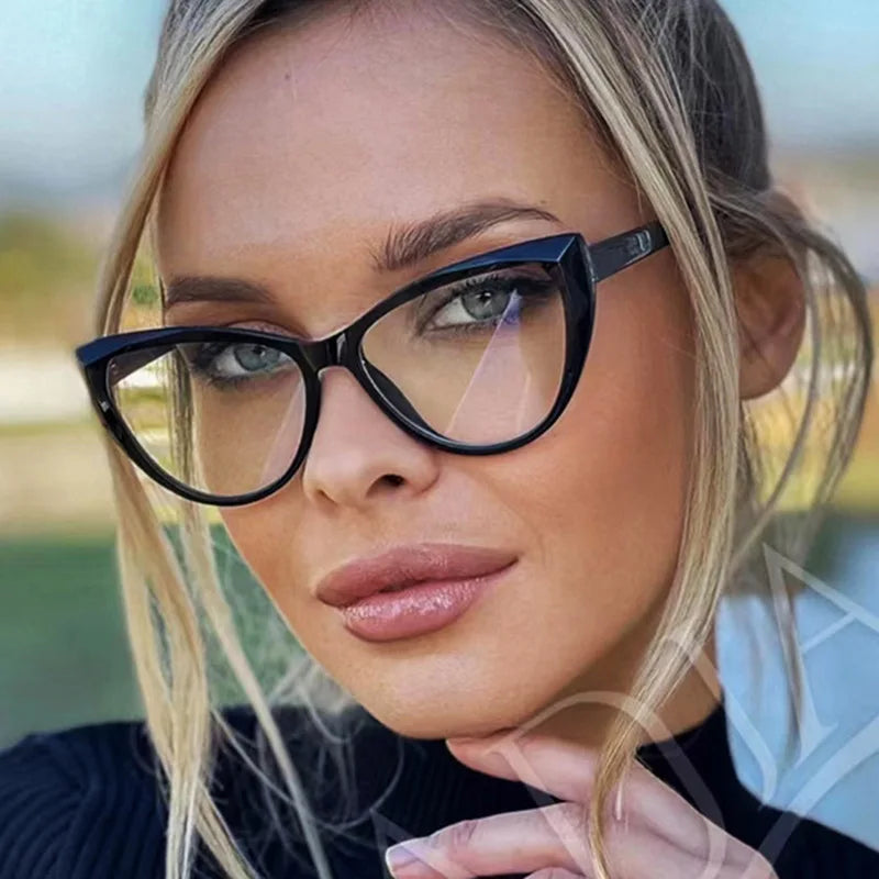 JNPCXI New Fashion Cat Eye Women Glasses Frame Clear Anti Blue Light Optical Eyewear Computer Glasses