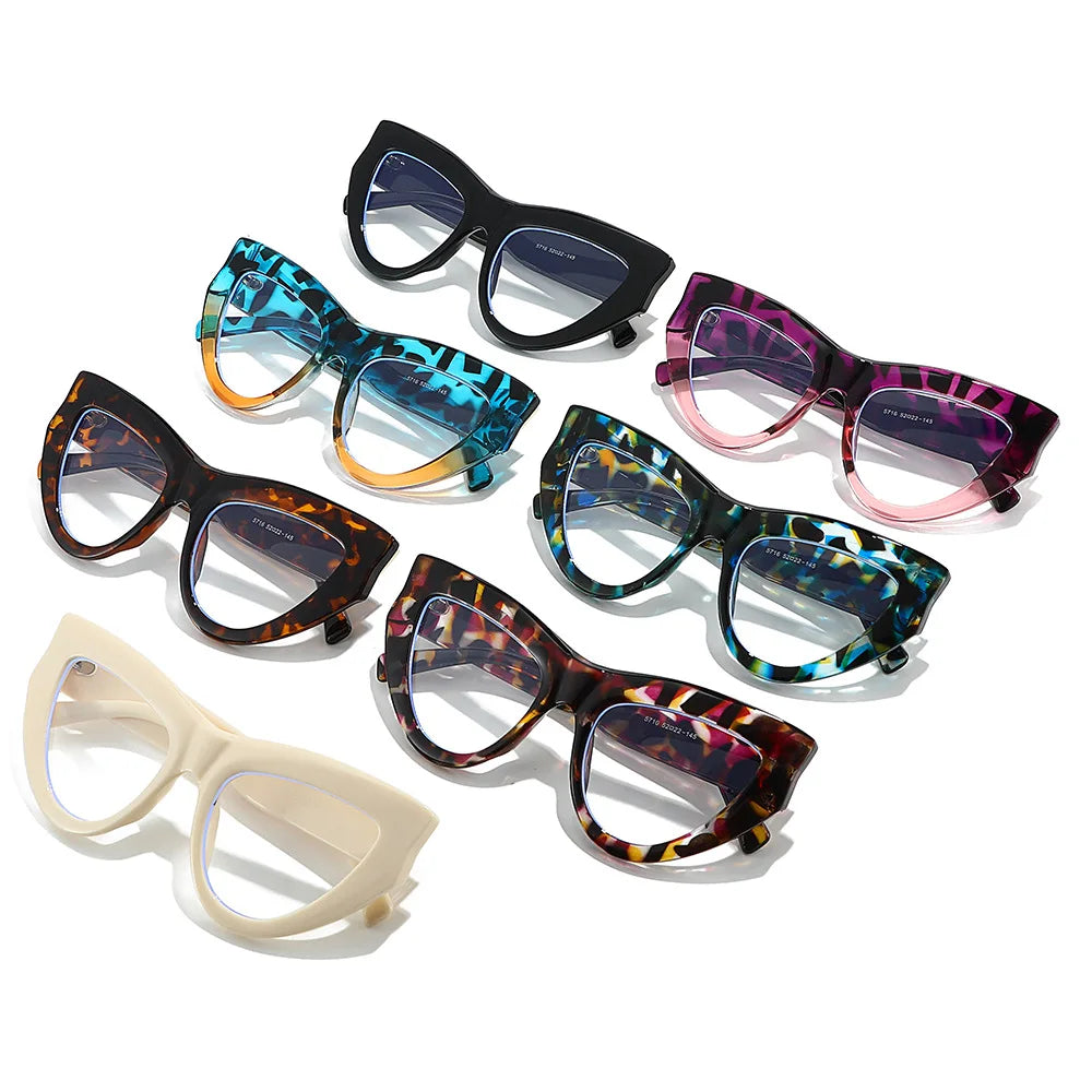 JNPCXI New Cat Eye Colorful Women Glasses Frame Fashion Purple Leopard Clear Anti Blue Light Eyewear Men Optical Frame