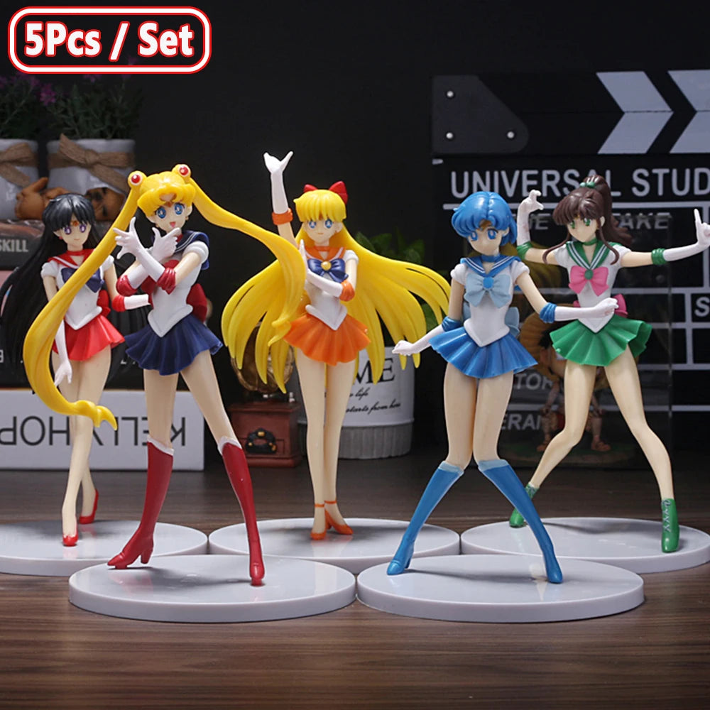 5pcs-Set Sailor Moon Mizuno Ami Tsukino Hino Rei Aino Minako Action Figure Model