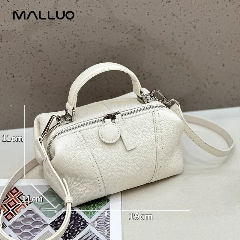 Genuine Cowhide Leather Mini Boston Bag for Women Luxury Designer Pebbled Leather Top Handle Crossbody Bag in Multi Colors