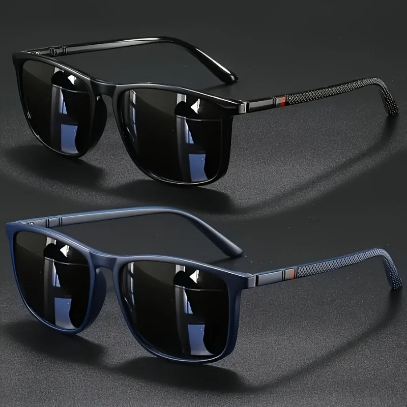 2-piece Personalized Retro Box Trendy Futuristic Glasses for Both Men and Women Suitable for Driving Vacation