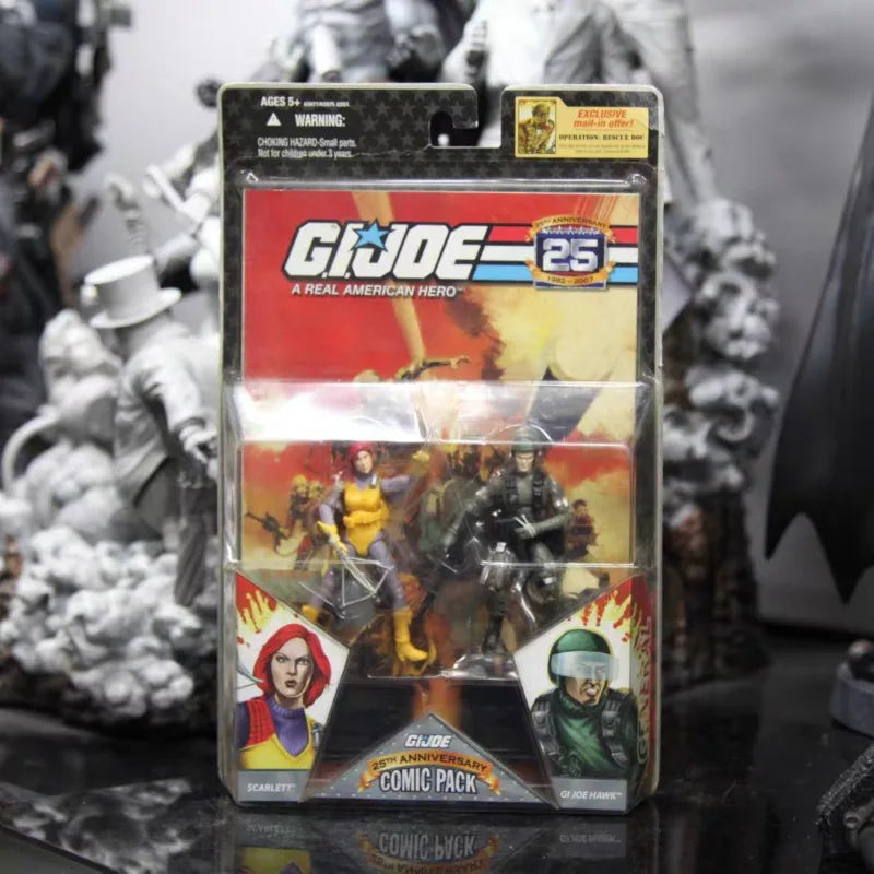 Original Hasbro G.I. Joe  A REAL AMERICAN HERO SCARLETT/GI JOE HAWK COMIC PACK Action Figure Collection Toys Ornaments