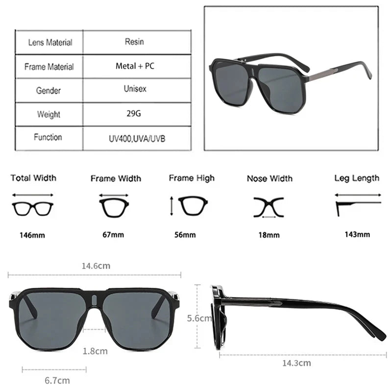 JNPCXI New Oversized Square Women Sunglasses Fashion One Piece Gradient Shades UV400 Retro Men Sun Glasses
