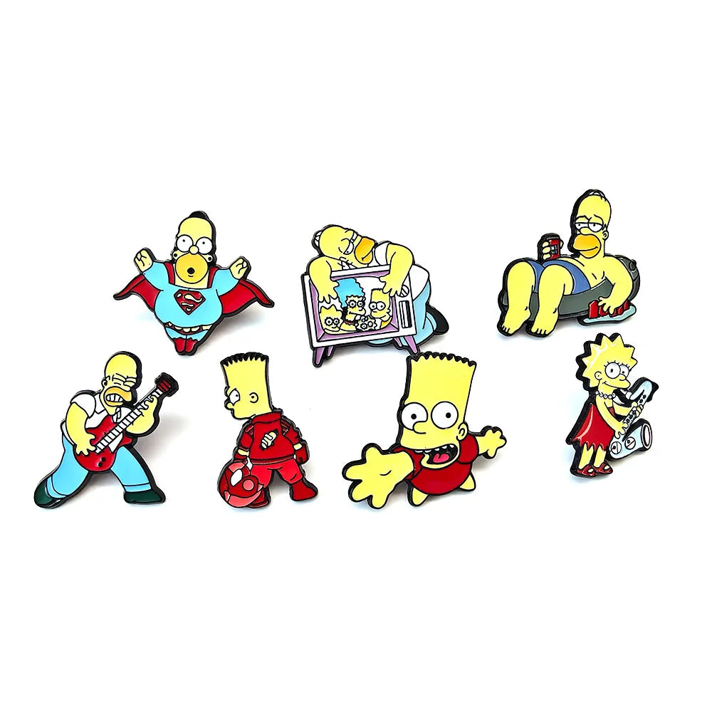7pcs  Enamel Pins Classic Anime Cute Funny Cartoon Brooch DIY Badge Jewelry for Clothes And Backpack Accessories