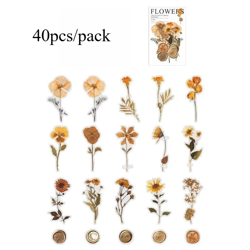 40pcs Elegant Vintage Floral Sticker Pack: Boost Your DIY Projects, Scrapbooks & Journals with Easy-to-Apply, Retro Bloom Decals