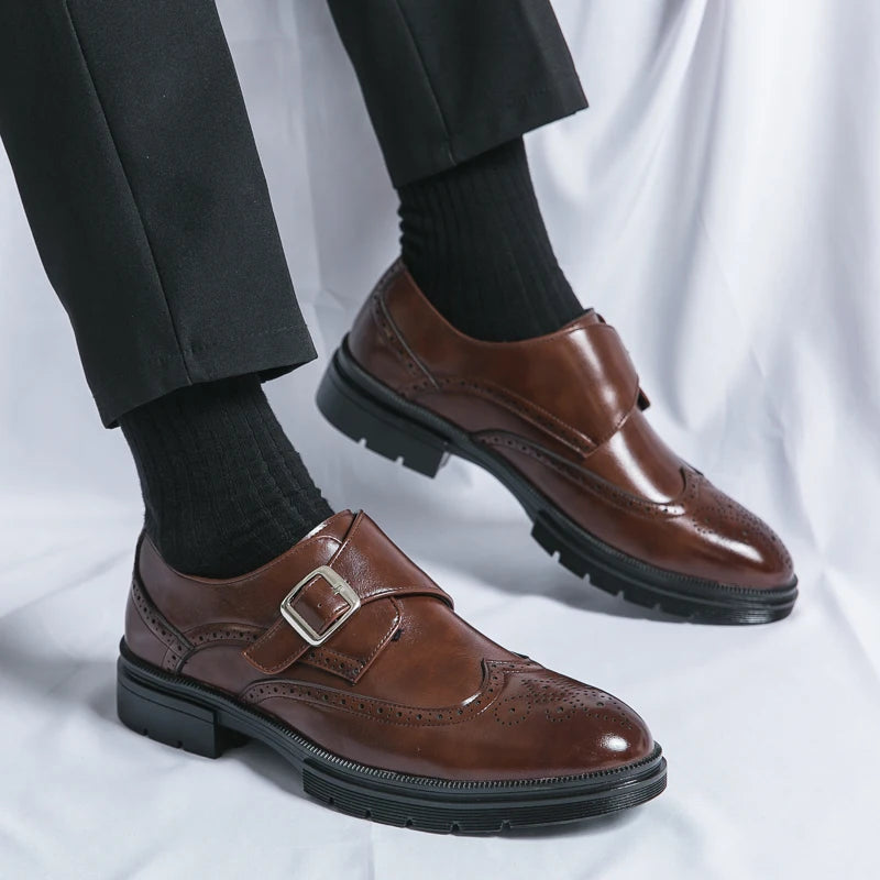 Platform Men's Dress Shoes Classic Wedding Casual Business Leather Shoes Men Formal Brogues Shoes For Men Office Leather Loafers