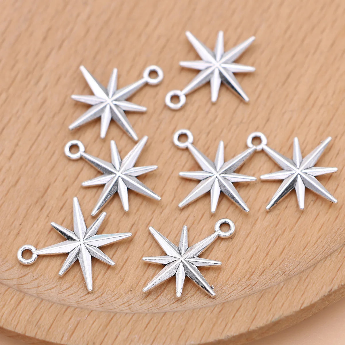 15Pcs Silver Plated Star Charm Pendant for Jewelry Making Bracelet Earrings Necklace Accessories DIY
