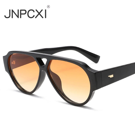 JNPCXI New Fashion Oversized Pilot Double Bridges Women Sunglasses Retro Rivets Men Red Green Shades UV400 Sun Glasses