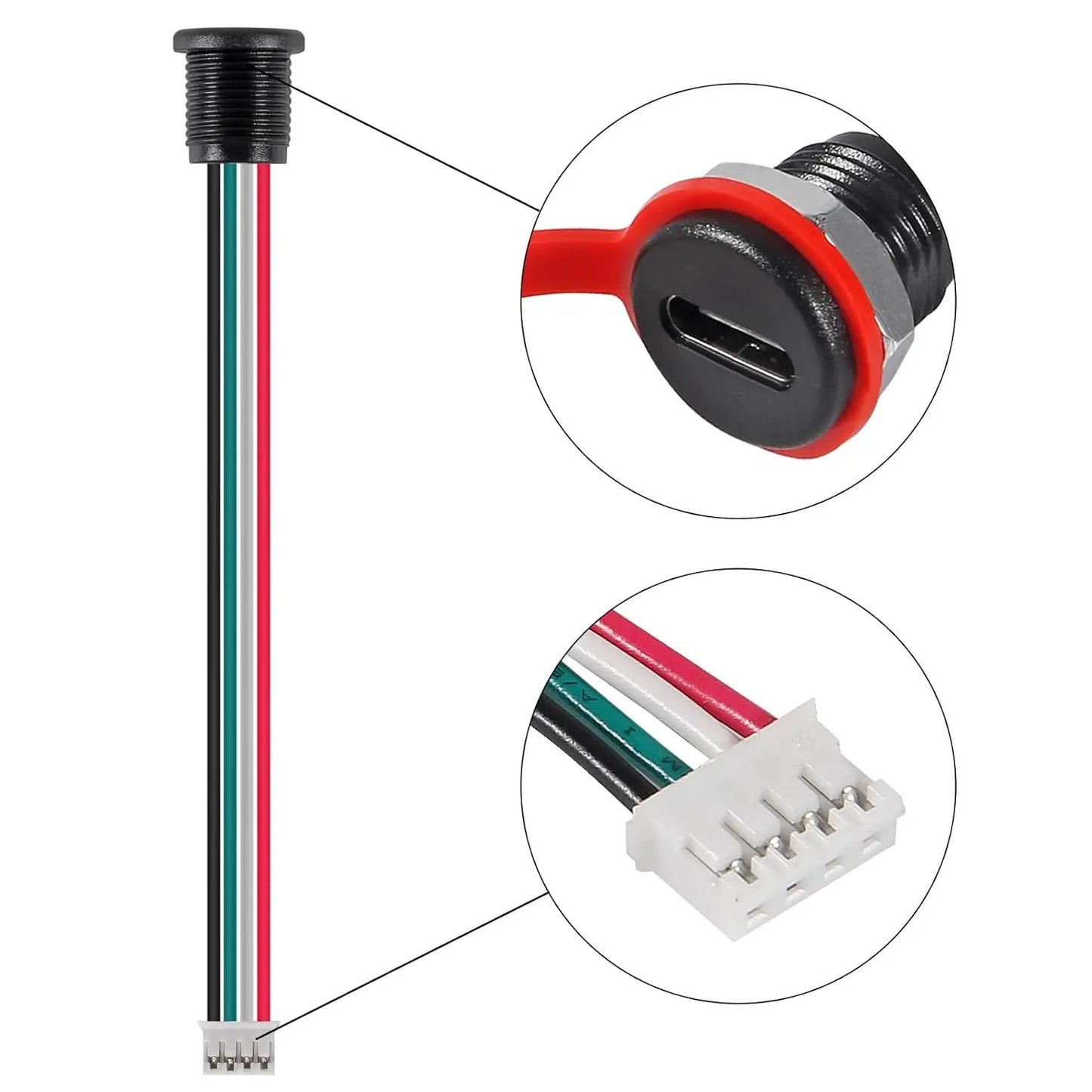 20pcs Type-C Chassis 4 PinType-C Socket Connector Waterproof Jack Female Charging Port 3A USB-C Charger Plug Socket