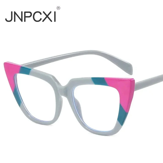 JNPCXI Fashion Cat Eye Anti Blue Light Women Glasses Frame Color Trending Clear Lens Reading Computer Female Eyewear