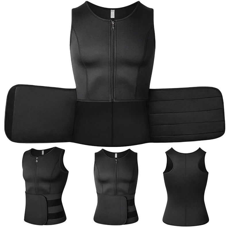 1PC Black Men Waist Sauna Vest Body Shaper Compression Tank Fat Burner Shirt
