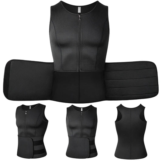 1PC Black Men Waist Sauna Vest Body Shaper Compression Tank Fat Burner Shirt