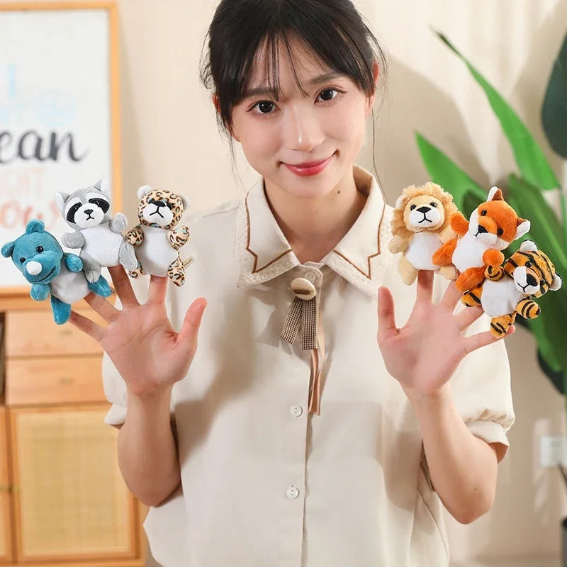 New Hand Puppet Plush Toy Cartoon Animal Family Finger Puppet Role Play Tell Story Cloth Doll Educational Toys For Children Kids