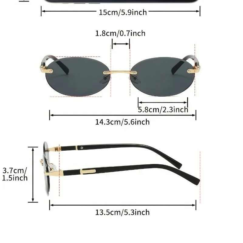 Rimless Cat-Eye Fashion Glasses Lightweight Design for Photography Outings