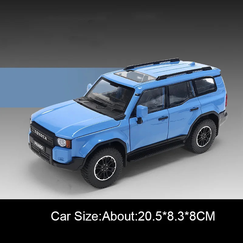 1:24 Prado FJ Cruiser Alloy Diecast Off Road Vehicle Model Toys Car Sound Light Pull Back Front Wheel Steering Festival Surprise