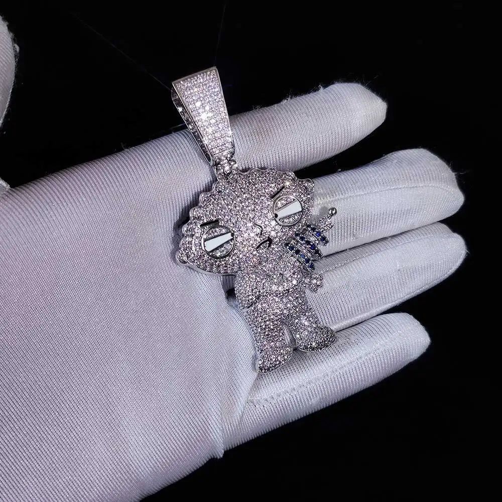 Family Guy Stewie Pendant Hip Hop Superman Cubic Zirconia  Necklace Rock Jewelry