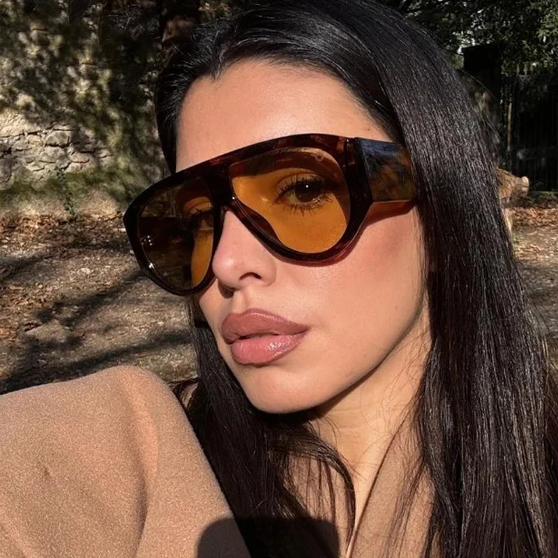 JNPCXI New Oversized Oval Pilot Sunglasses Women Big Luxury Brand Retro Y2K Punk Mirror Sun Glasses for Ladies Shades UV400