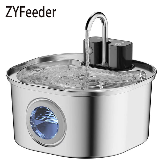 3.2L Wireless Stainless Steel Smart Pet Water Feeder Auto Cat Fountain faucet