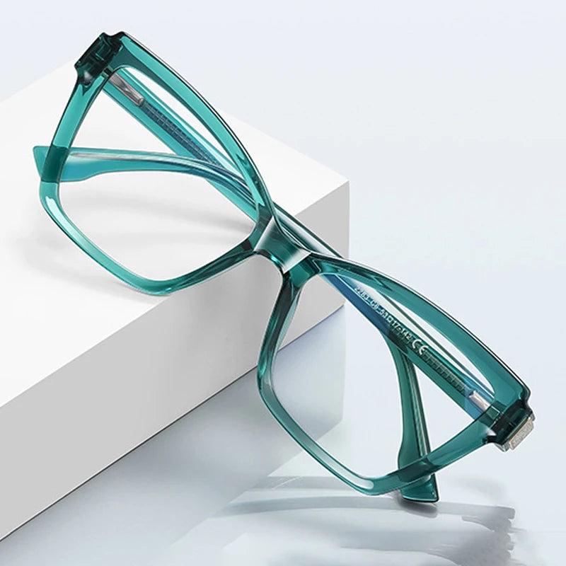 JNPCXI New TR90 Ultralight  Anti-Blue Light Spring Hinge Women Eyeglasses Green Frame Optics Prescription Glasses