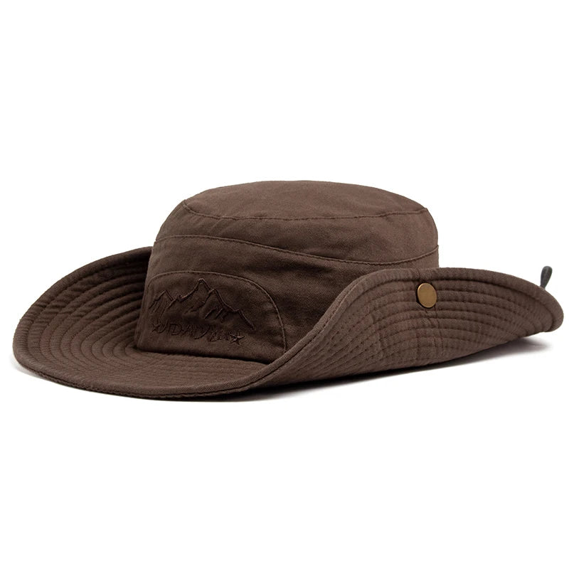 CNTANG Summer Outdoor Bucket Hat Men Cotton Jungle Fishing Hat  Hiking Travel Panama Cap Beach Sun Protector Caps For Men's