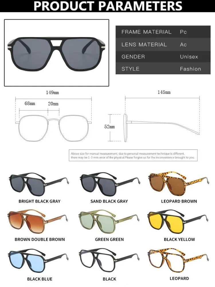 JNPCXI Retro Double Rivet Square Sunglasses Women Luxury Brand Designer Rectangle Fashion Sun Glass Vintage Eyewear Female