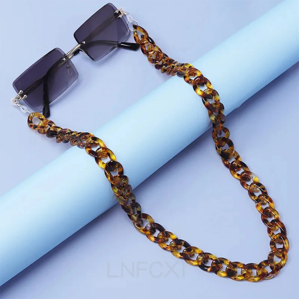 New Matte Retro Acrylic Glasses Chain Lanyards Gold Color Reading Glasses Hanging Neck Chains Sunglasses Chain Straps