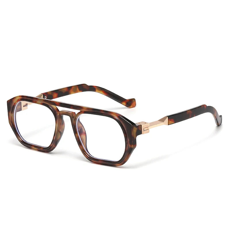 JNPCXI New Retro Polygon Square Double Bridges Women Sunglasses Shades Black Fashion Clear Gradient Lens Men Trending Frame