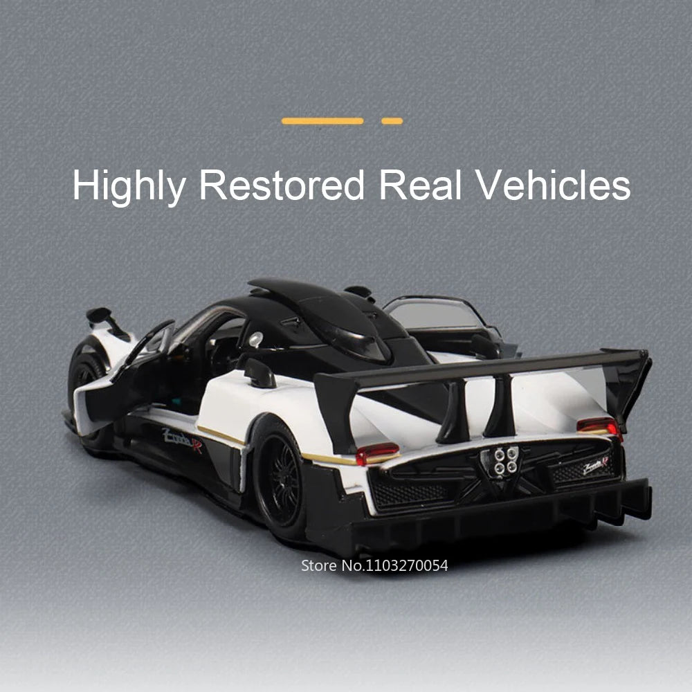 1/32 Pagani Zonda R Diecast Models Huayra Dinastia Alloy Toys Miniature Car Sound Light Pull Back Doors Openned Cars Child Gifts