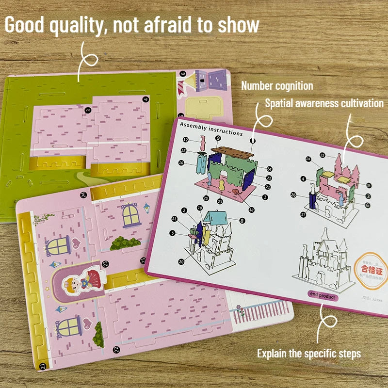 Castle Paper 3d Three-dimensional Puzzle Handmade DIY Puzzle Origami Kindergarten Children 6-10 Years Old Educational Toys