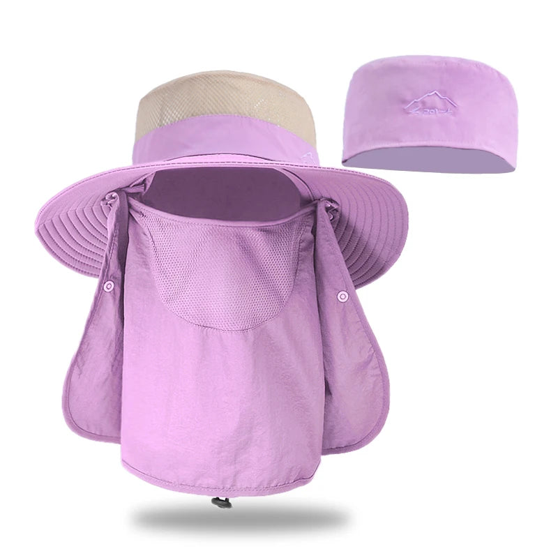 Xinbaoguan 100% Nylon 9216 Men's and Women's Summer Outdoor Face Covering and Sunscreen Fishing Hat with Large brim Sunshade Hat