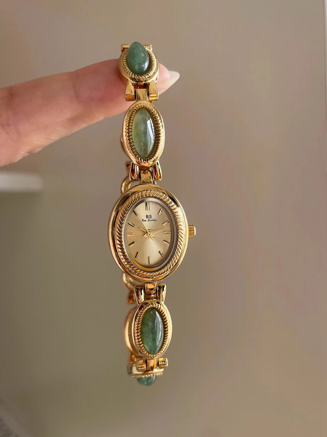 Natural Jade Bracelet Watch Gift Women,Ladies Watches Luxury High Quality Gold Quartz Watches, Elegant Women's Wristwatches