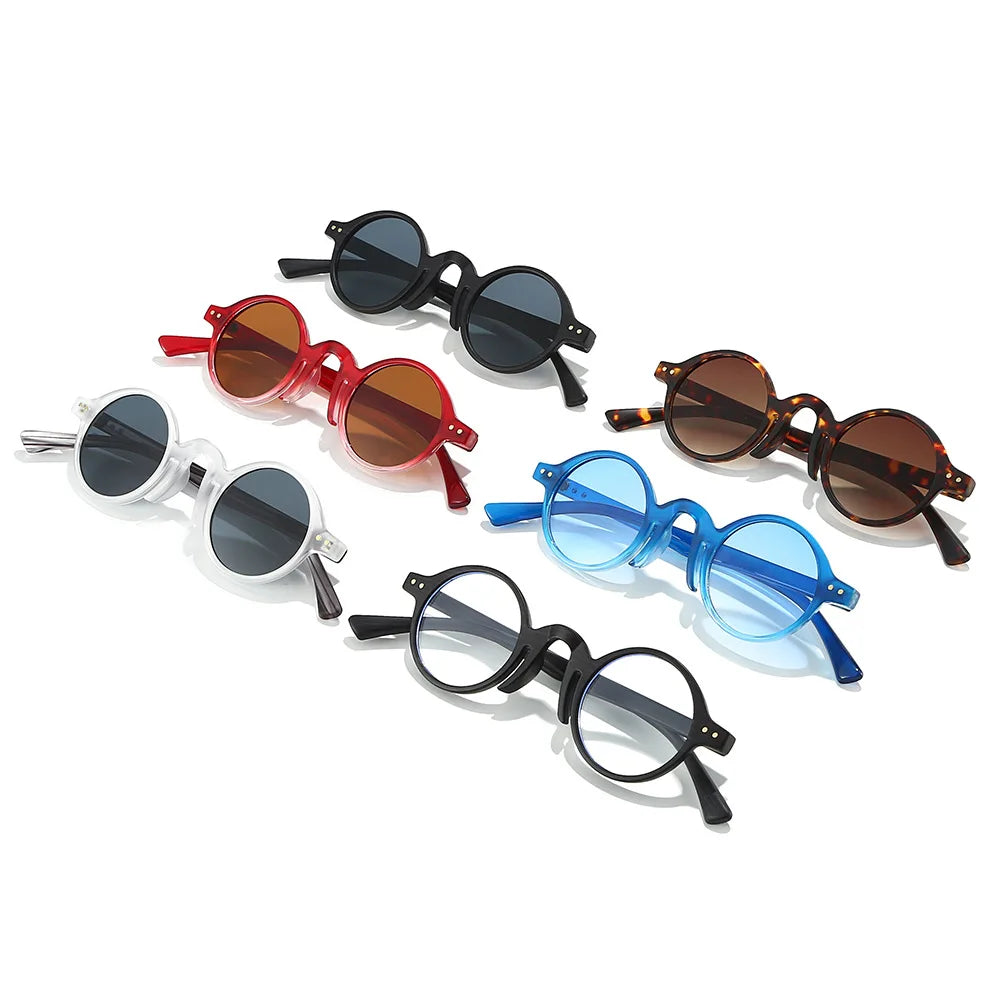 JNPCXI New Retro Fashion Small Frame Round Women Sunglasses Luxury Rivet Casual Men Sun Glasses UV400