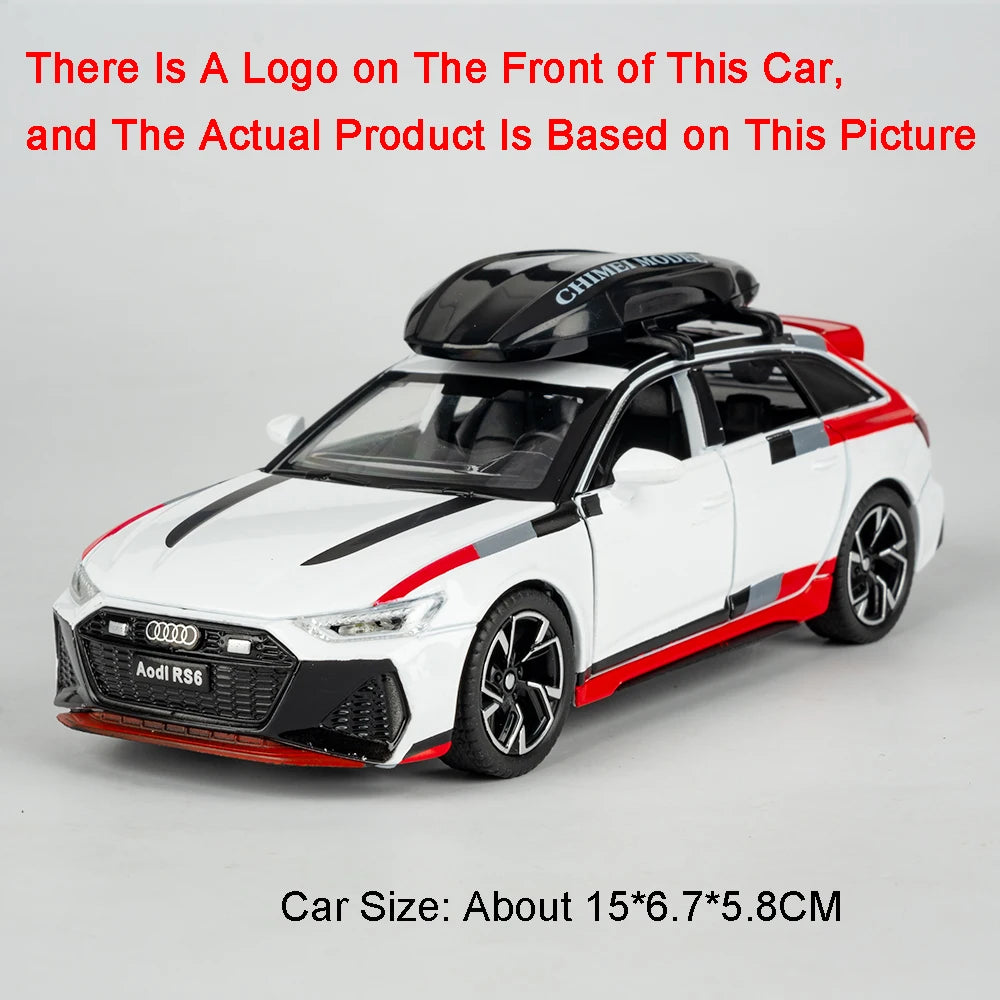 1:32 RS6 Santana Wagon Models Toys Diecast Alloy Car Doors Opened Sound Light Pull Back Miniature Vehices for Kids Festival Gift