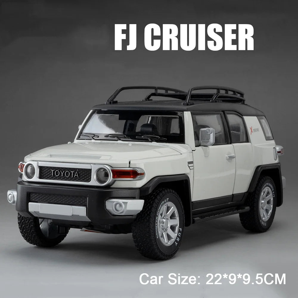 1:24 Prado FJ Cruiser Alloy Diecast Off Road Vehicle Model Toys Car Sound Light Pull Back Front Wheel Steering Festival Surprise