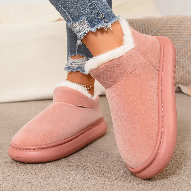 Thicken Plush Winter Snow Boots Women 2025 Slip On Warm Platform Cotton Padded Shoes Woman Comfort Soft Sole Fluffy Ankle Boots