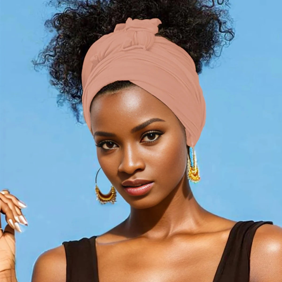 Extra Long stretch jersey turban african solid color super soft breathable headband