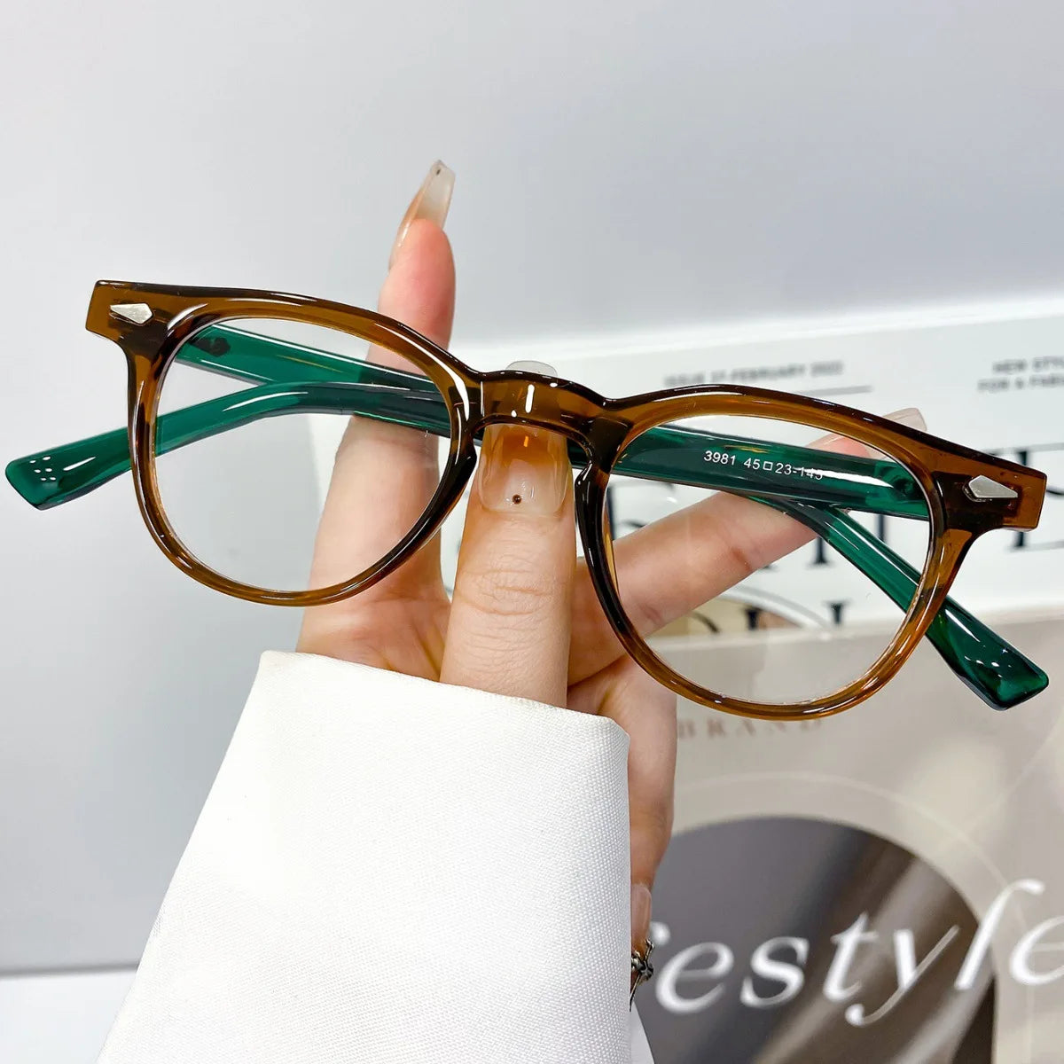 JNPCXI New Fashion Square Rivets Women Candy Color Green Yellow Shades UV400 Sunglasses Retro Men Clear Lens Frame