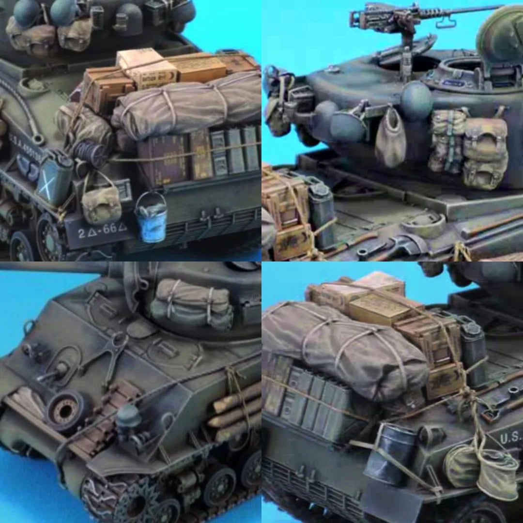 1/35 Cast Resin Sherman Rage M4 Tank Armored Fighting Vehicle External Equipment US Car Wrap Resin Modification Kit