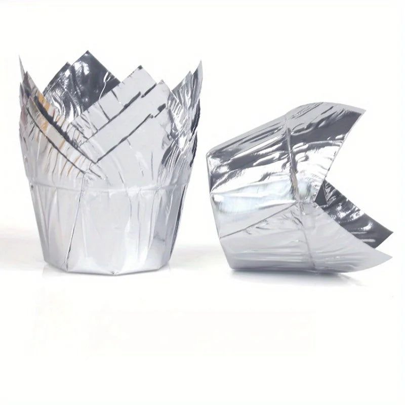 50pcs, Tulip Muffin Cups, Tulip Cupcake Liners, Elegant Party & Holiday Baking Cups for Christmas, Birthdays, Weddings