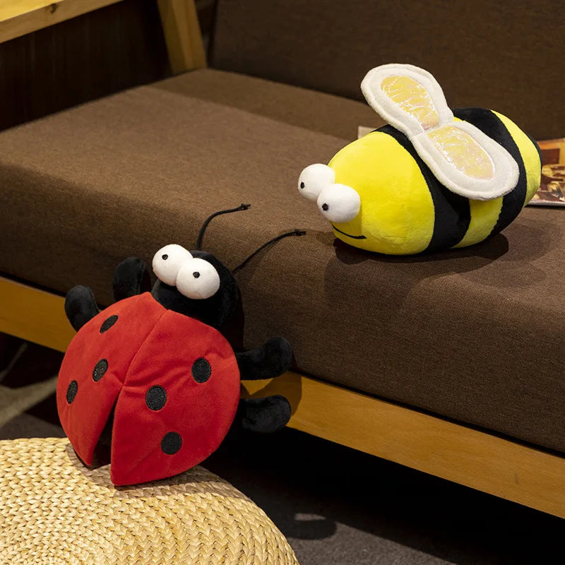 Creative Cartoon Colorful Ladybug Plushies Doll Soft Stuffed Animals Bee Plush Toys Insect Pillow for Kids Birthday Xmas Gifts