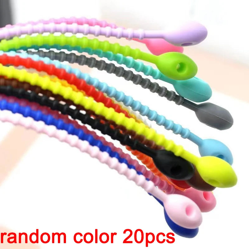 Silicone Ties Bag Clip, Cable Straps, Bread Tie, Reusable Rubber Twist Tie, Cable Clips, Silicone Cord, Household Snake Holder