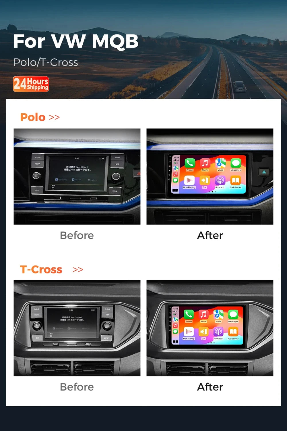 For Volkswagen VW Polo Plus Jetta MK7 T6 Passat B8 T ROC Cross MQB 2K 12+256 QLED Android 15 CarPlay Car Radio Multimedia Video
