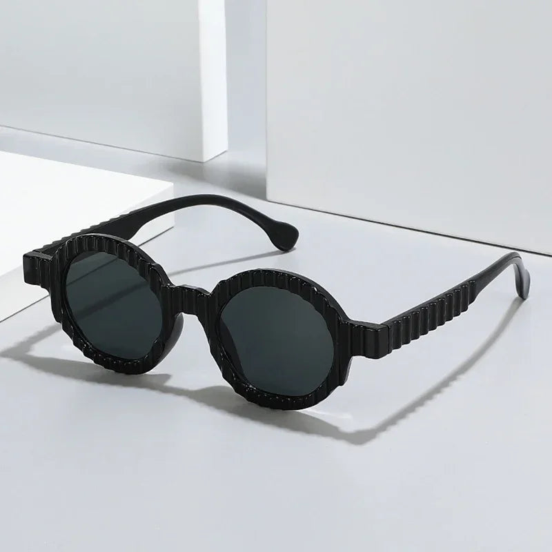 JNPCXI New Fashion Round Sunglasses Women Double Green Gradient Color Shades UV400 Men Punk Trending Sun Glasses