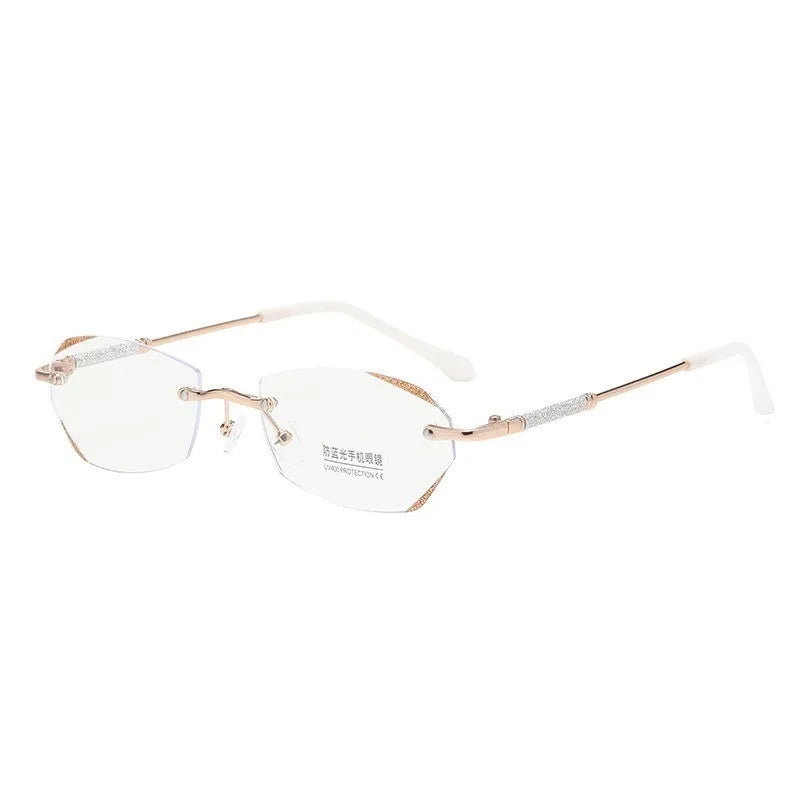 Unisex Frameless Reading Glasses Hexagonal Shape & Golden Accents for Daily Use Books Phones Computers