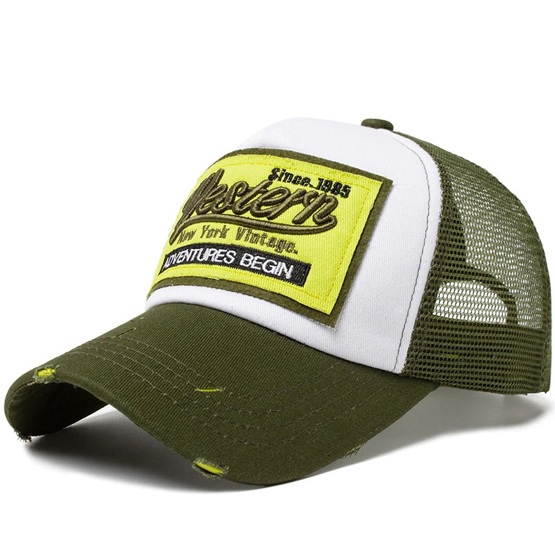 Baseball Cap Men Mesh Embroidered Letter Trucker Hat Snapback Women Casual Caps Vintage Sun Hats For Summer Outdoor Daily Wear