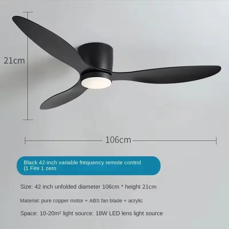 Modern LED Ceiling Fan Lights, Low Floor Decorative Lights with Remote Control