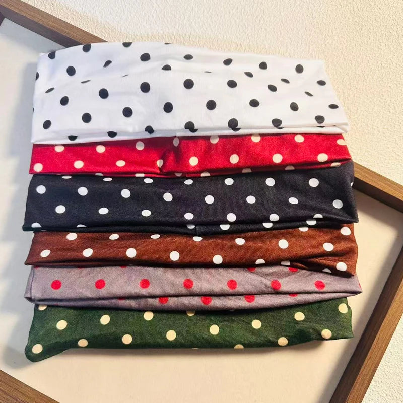 1/2/6pcs Polka Dot Fabric Hairband for Woman Elegant Temperament Wide Brim Hair Ties Fashion Girl's Sporty Headband